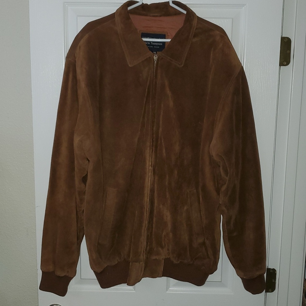 VTG Norm Thompson Brown Suede Bomber Flight Jacket Men's Size TL